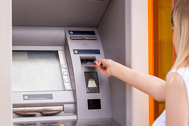 istock woman hand inserting credit card to ATM 615498542