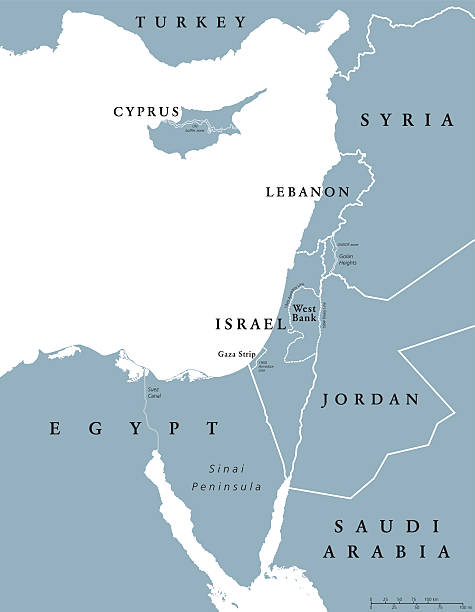 mapa polityczna krajów wschodniośródziemnomorskich - israel stock illustrations