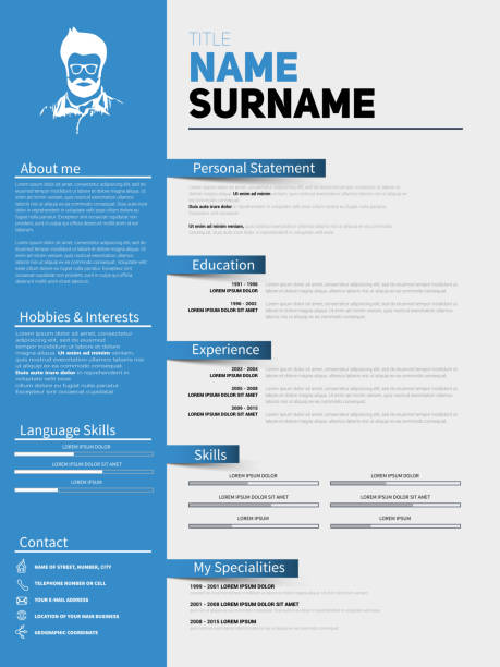 ミニマリストcv、シンプルなデザインでテンプレートを再開 - infographic resume skill business点のイラスト素材／クリップアート素材／マンガ素材／アイコン素材