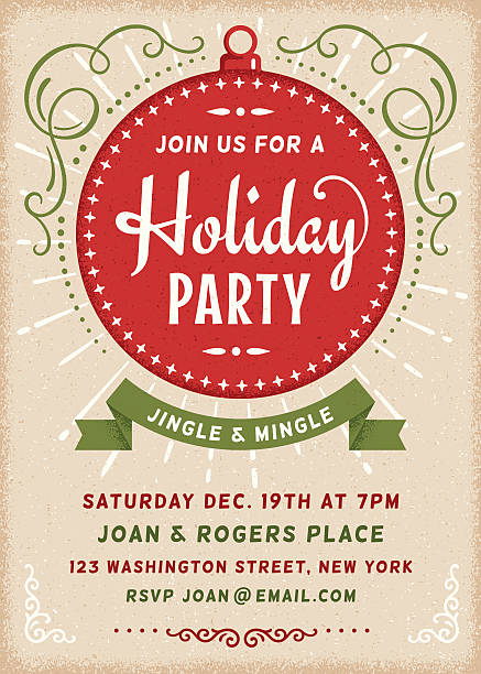 Retro Holiday Invitation with Copy Space. Retro styled holiday party invitation with ornaments and copy space. Illustrator file with live text paths is included and only free fonts are used. invitation stock illustrations