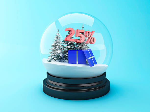 istock 3d Snow dome with trees and red 25% discount. 615505230