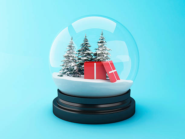 istock 3d Snow dome with christmas gift. 615505490