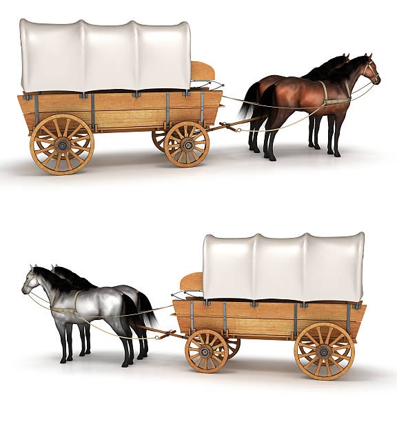 istock Horse carriage drawn by two horses 615513964