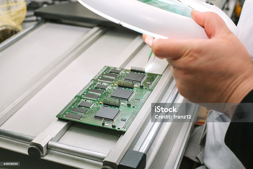 Chip Board Process Microchip Production Factory Technological Process Assembling The Board ...