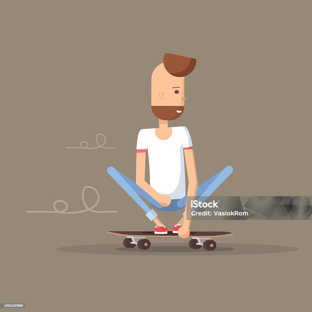 Skateboarder faisant des tricks sur un skateboard. - clipart vectoriel de Activité libre de droits