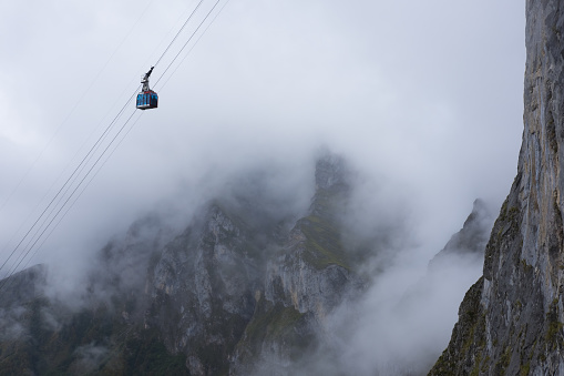 Transportation in the mountains, cableway, Fuente De, Cantabria.