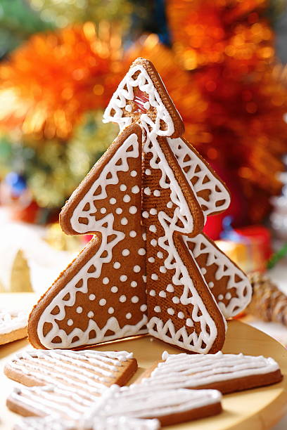 Decorating gingerbread cookies.