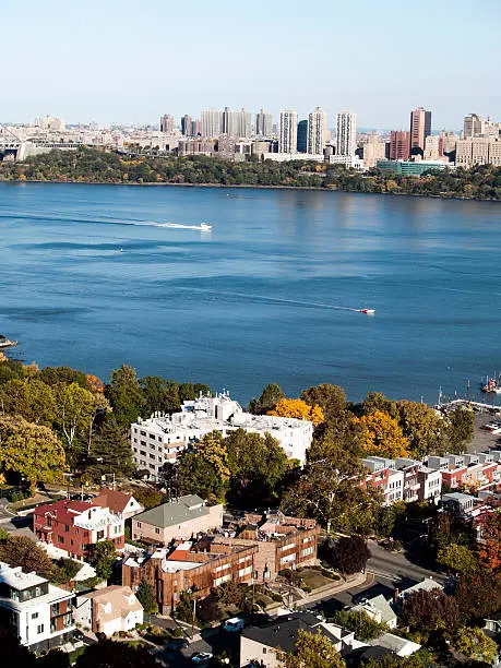 Edgewater, NJ in the foreground. Hudson river and Manhattan, NY in the background.