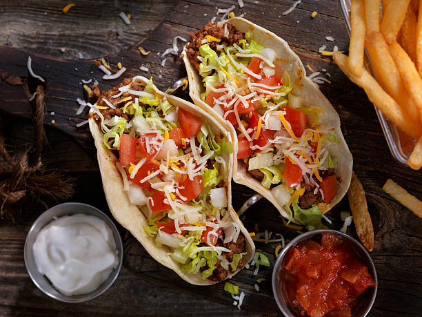istock Soft Beef Tacos with Fries 615596734