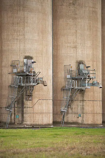 Grain silos on the railway line in the tiny rural village of Grong Grong, New South Wales, Australia