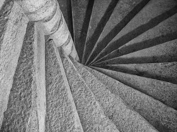 istock Concrete Spiral Stair Case, Black and White 615602720