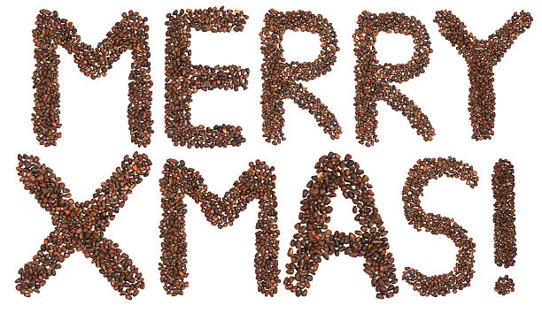istock merry Xmas phrase made of cedar  nuts 615605692