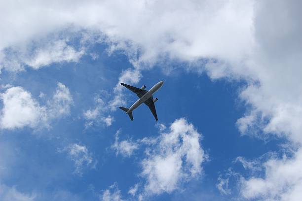 Free Stock Photo of A Plane Flying Through a Cloudy Blue Sky | Download ...