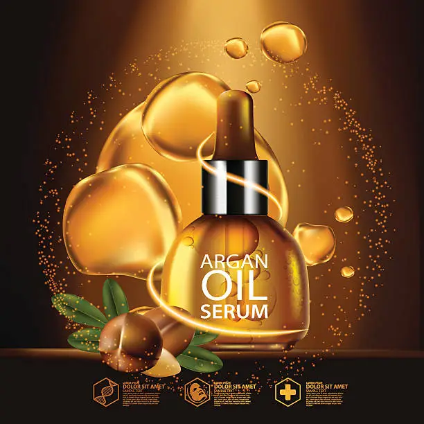 Vector illustration of argan oil Serum Skin Care Cosmetic.