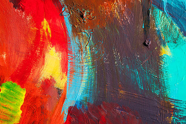 istock Colored paint strokes. Abstract art background. Detail of a work 615609022
