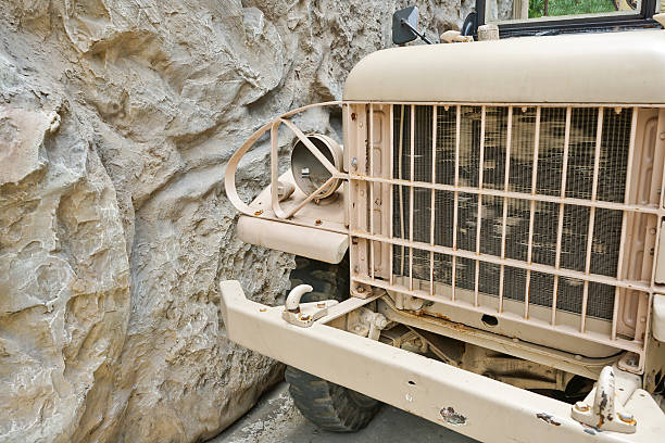 Front old jeep car in the outdoor.