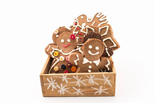 istock Gingerbread  Cookies in a Wooden Box 615609778