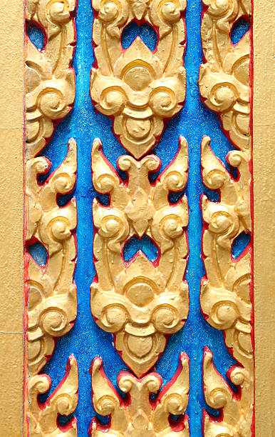 istock Beautiful golden thai style texture 615609882