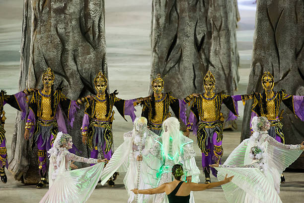 Rio de Janeiro, Brazil - February 14, 2010: Rio de Janeiro, Brazil - February 14, 2010: Samba school Imperatriz Leopoldinense make his presentation in Sambodrome in Rio de Janeiro carnival. This is one of the most waited big event in town and attracts thousands of tourists from all over the world. The parade is happenning in two consecutive days and the samba schools are always trying their best to impress the judges.