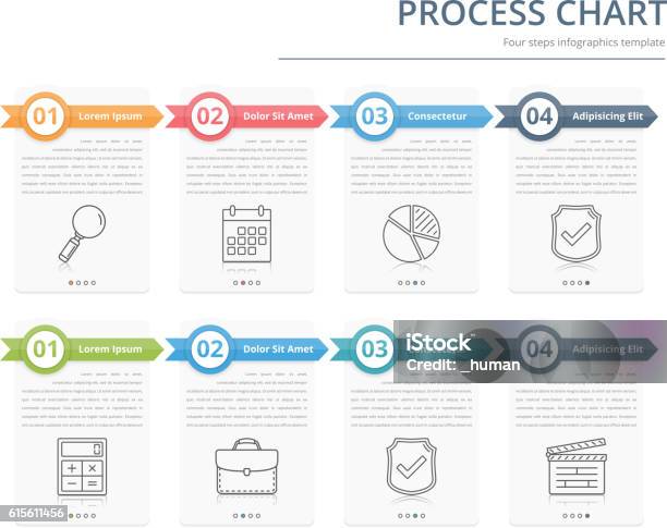 Process Chart Stock Illustration - Download Image Now - Arrow Symbol, Infographic, Three Objects