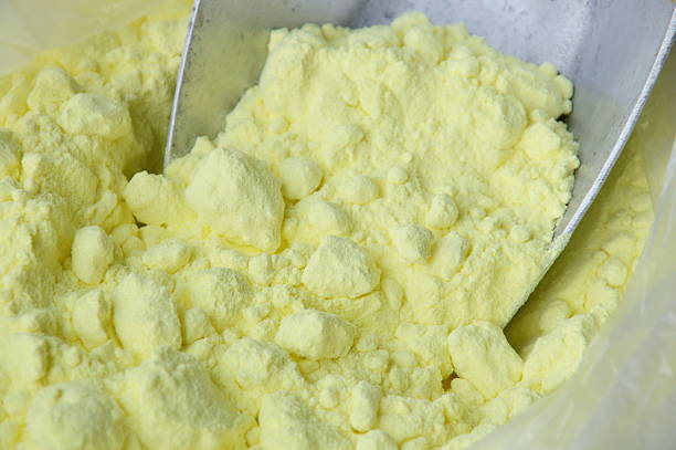 istock sulfur on iron scoop in plastic bag 615611562