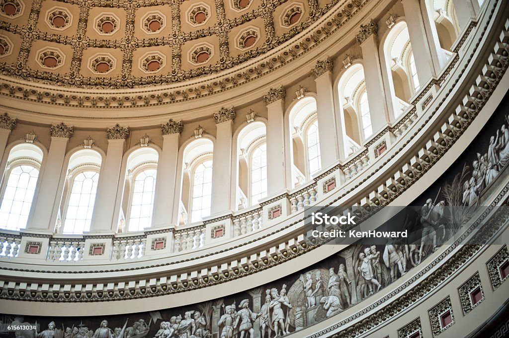 The US Capitol Dome, Interior, Washington DC A detailed interior view of the US Capitol Building dome Washington DC Capitol Building - Washington DC Stock Photo