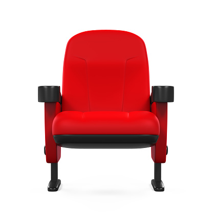 Red Theater Seat isolated on white background. 3D render