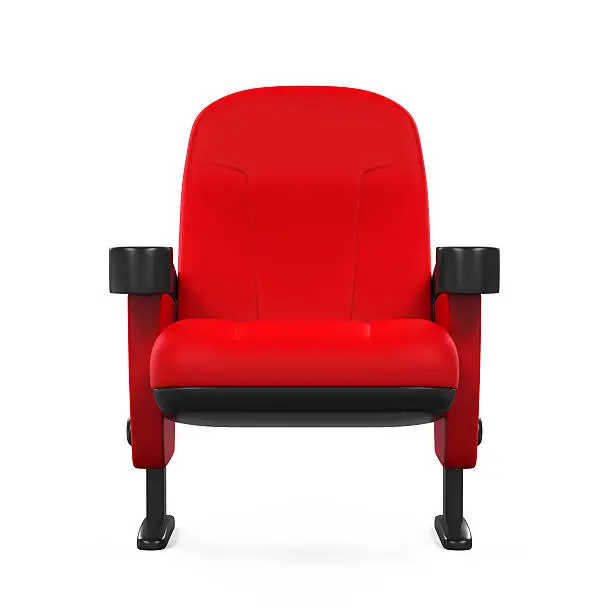 Red Theater Seat isolated on white background. 3D render