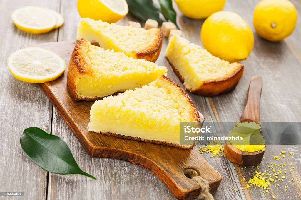 Lemon pie with  yellow coconut Delicious lemon pie with  yellow  coconut chips Baby - Human Age Stock Photo