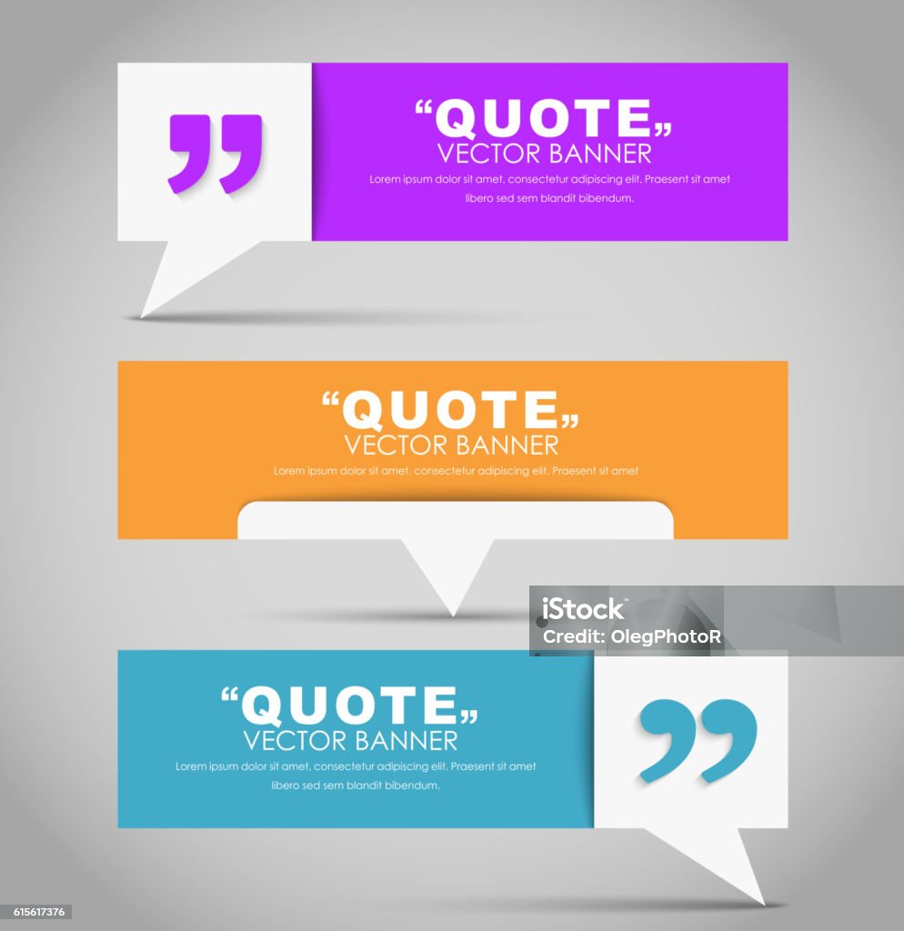 Set of banners with a quote bubble Set of banners with a quote bubble and quotes in a flat style. Vector illustration. Text stock vector