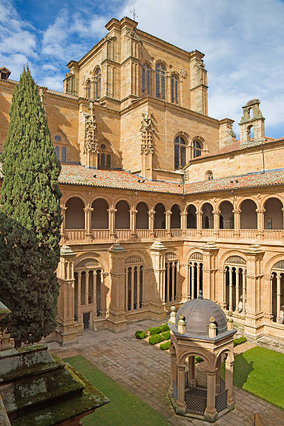 Salamanca - atrium of monastery Convento de San Esteban. Salamanca, Spain - April 16, 2016: Salamanca - The gothic atrium of monastery Convento de San Esteban. convento stock pictures, royalty-free photos & images