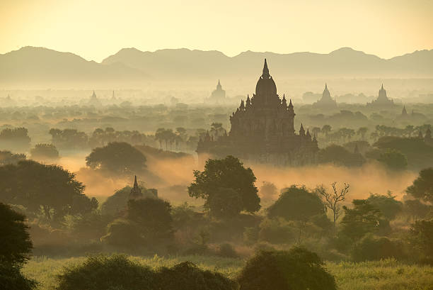 istock Ancient Temples under a sunset in the plain of Bagan 615622650