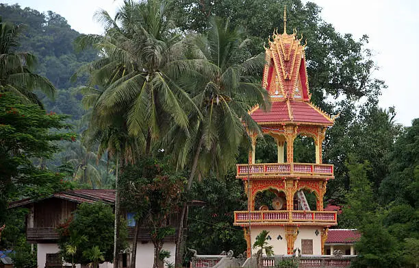 a temple in the landscape on the road12 bedwen the Towns of Tha Khaek and the Village of Mahaxai Mai  in central Lao in the region of Khammuan in Lao in Souteastasia.
