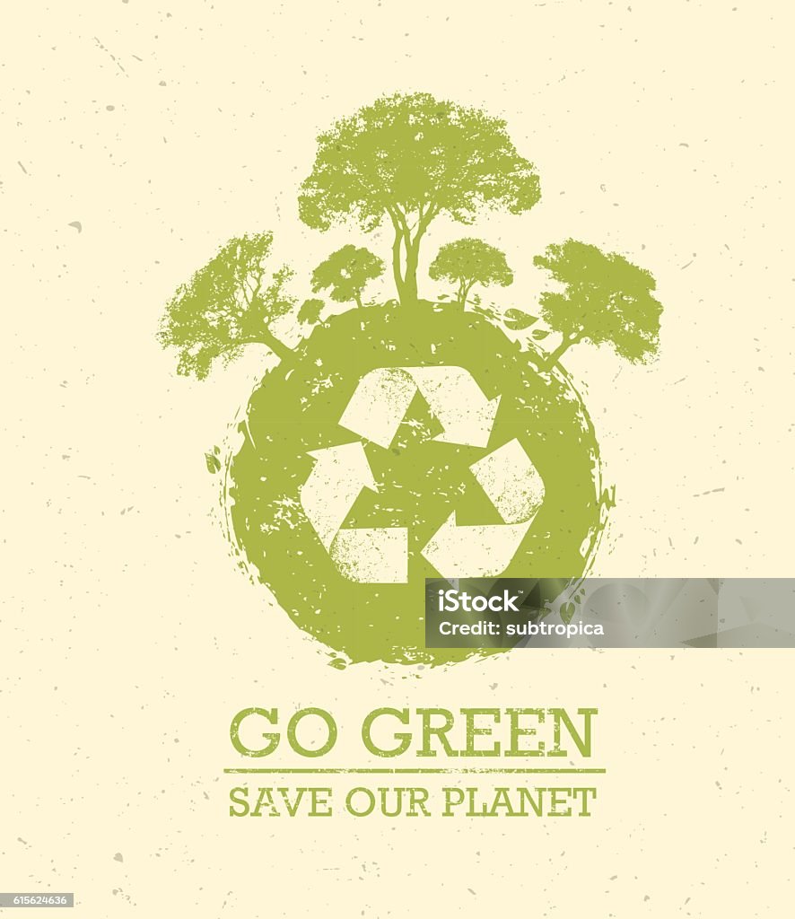 Go Green Save Our Planet Eco Vector Design Element - Lizenzfrei Recycling Vektorgrafik