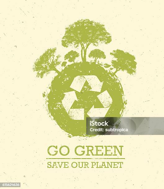 Go Green Save Our Planet Eco Vector Design Element Stock Vektor Art und mehr Bilder von Recycling - Recycling, Umweltschutz, Papier