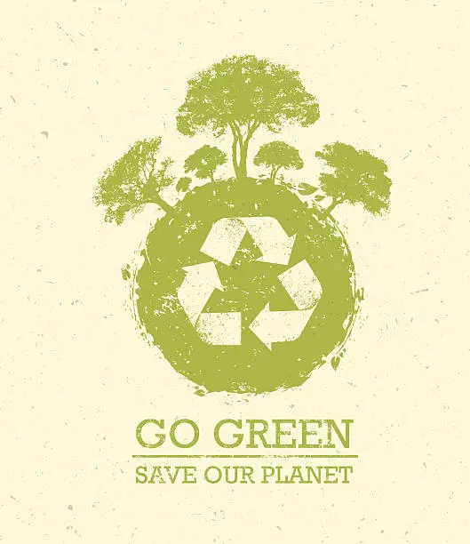 Vector illustration of Go Green Save Our Planet Eco Vector Design Element