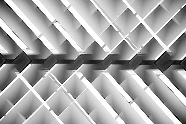 foto de primer plano en blanco y negro del techo de cordón brillantemente iluminado - característica arquitectónica fotografías e imágenes de stock