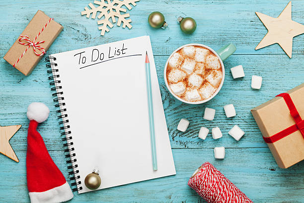 istock Cocoa or chocolate, holiday decorations, to do list, christmas planning. 615629930