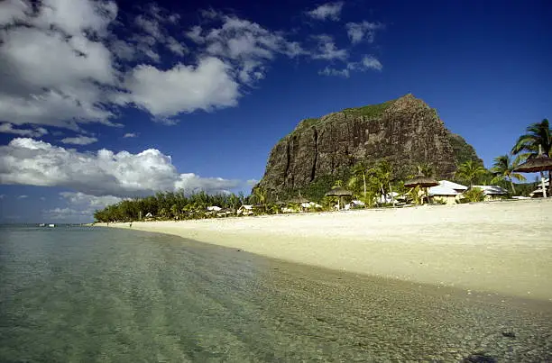 the landscape near Tamarin on the island of Mauritius in the indian ocean