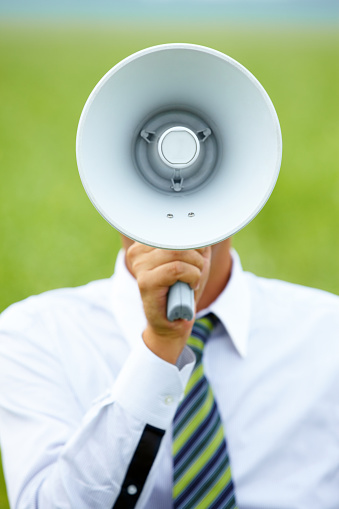 Close-up of a megaphone held by a man