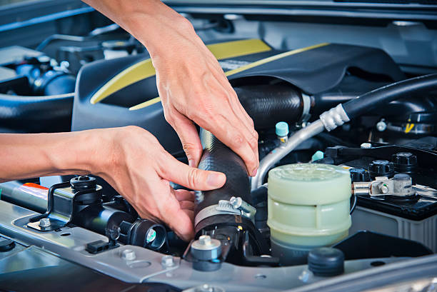 istock Check the condition of the car engine. 615634092