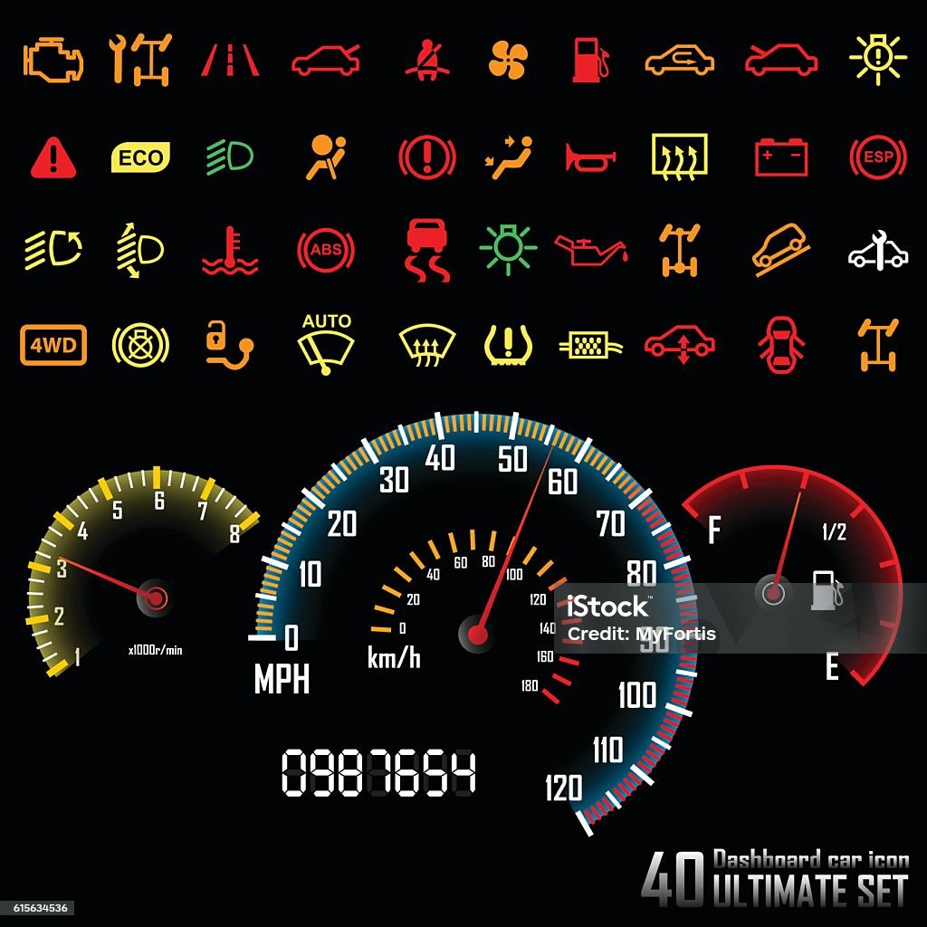Ultimate dashboard 40 icons. - Royaltyfri Bil vektorgrafik