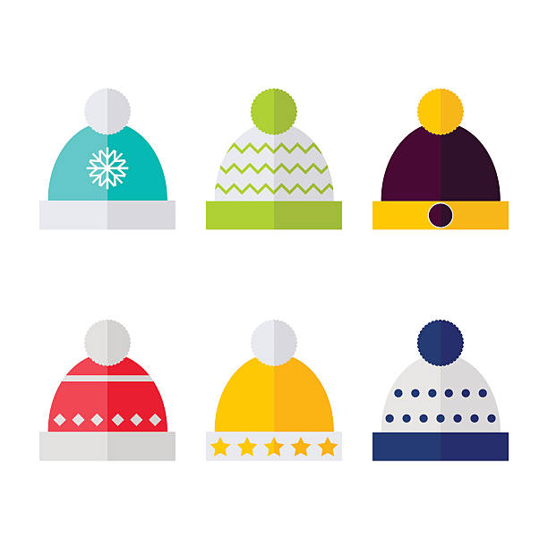 Winter hat isolated icons on white background. Winter hat isolated icons on white background. Winter hats collection. Flat vector illustration design.  river wear stock illustrations