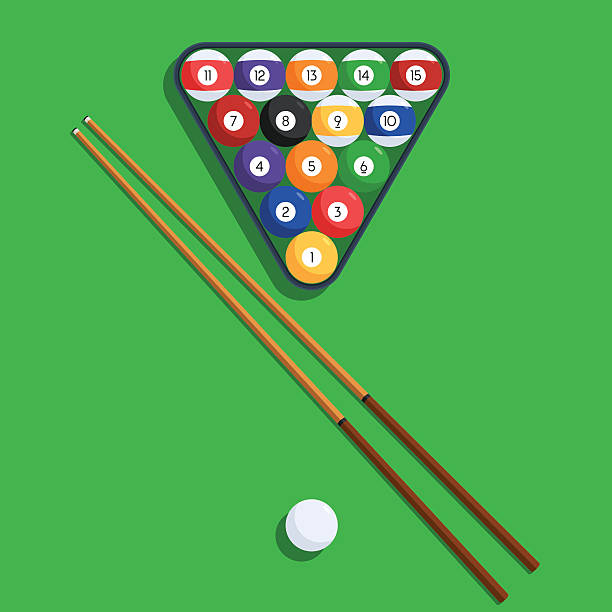 kule bilardowe i sygnał na zielonym tle - pool game snooker pub sport stock illustrations