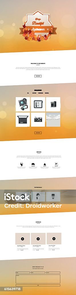 Fall Theme Website Creative Autumn Theme Website Template Design Vector Stock Illustration ...