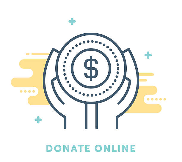 Donate Online Thin line icon for donating online. Modern style vector illustration concept. contributor stock illustrations