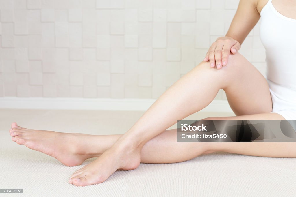 Close-up of Woman's Legs The woman who is doing skin care. 20-29 Years Stock Photo
