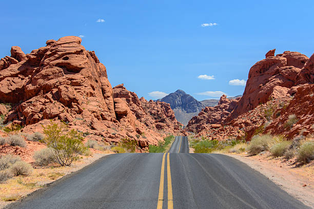 Road in the park Valley of Fire, Nevada USA stock photo
