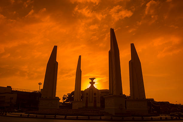 the Democracy Monument in Banglamphu in the city of Bangkok in Thailand in Southeastasia.