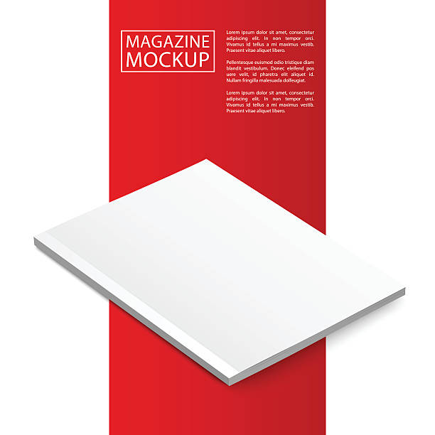 illustrations, cliparts, dessins animés et icônes de maquette de magazine ligne rouge3-01 - white background square close up office supply